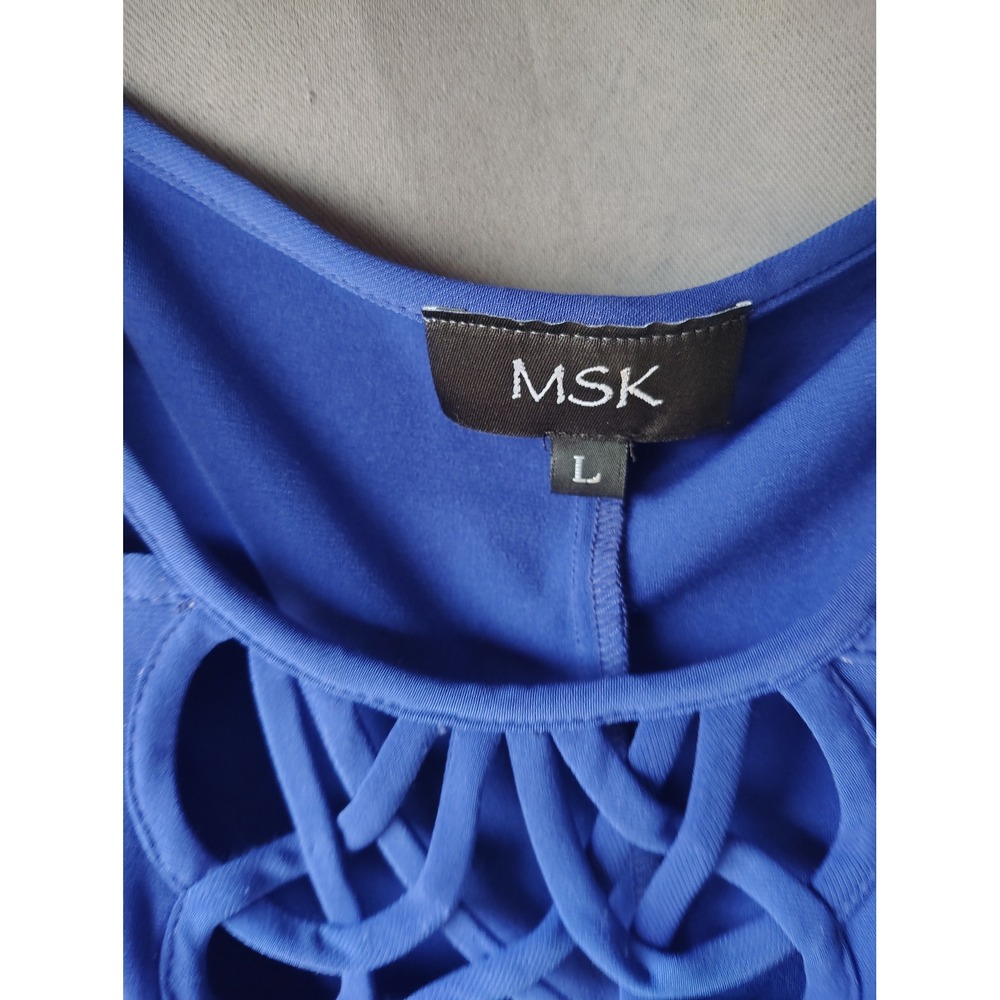 MSK Royal Blue Sleeveless Lattice Cutout Neckline Shift Dress Womens Large - Picture 2 of 3